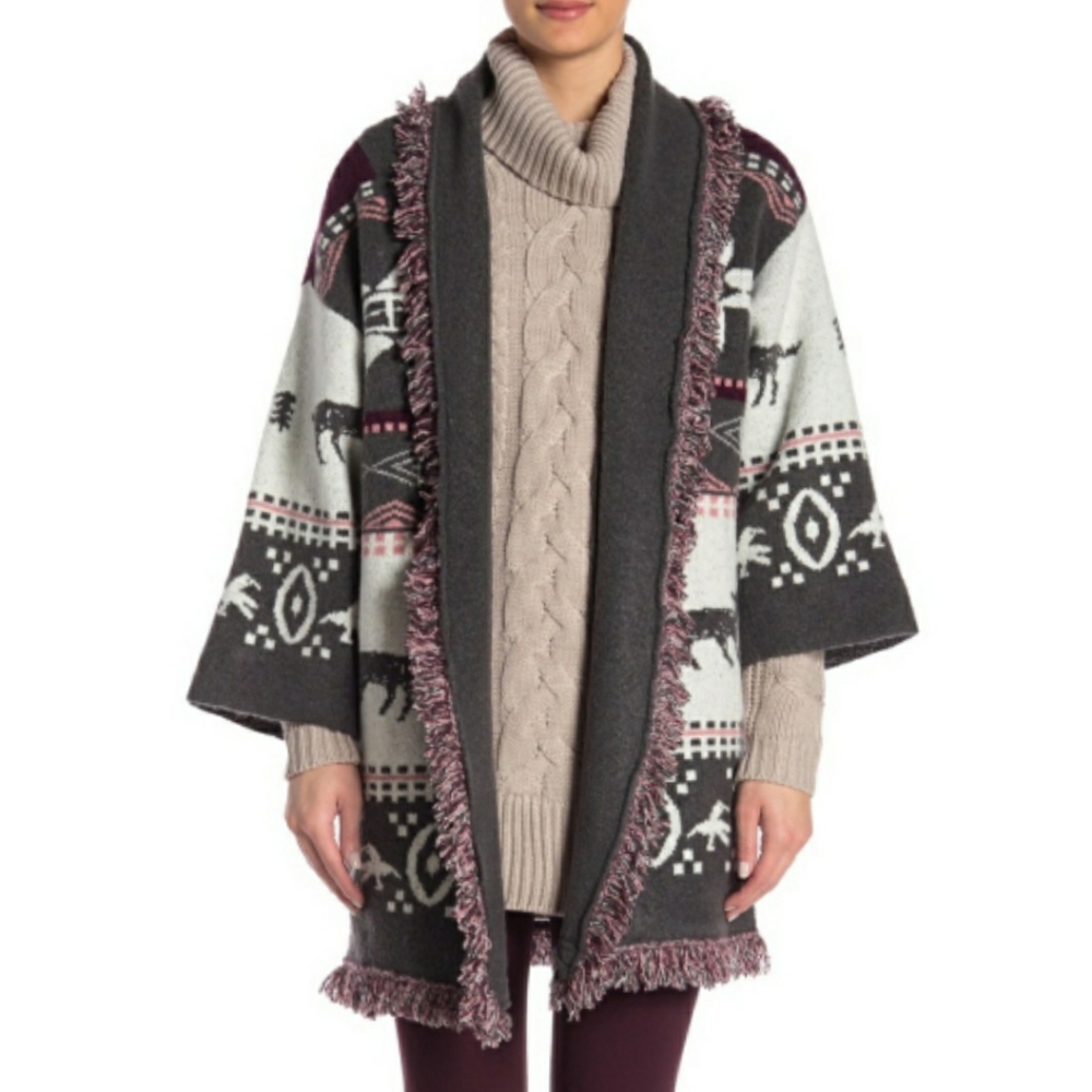 Romeo & Juliet Boho Chic Oversized Shawl Cardigan - Picture 3 of 5